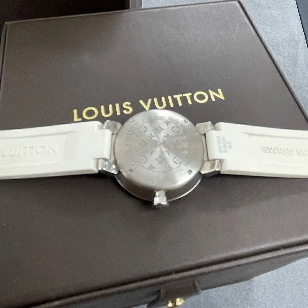 Authentic Louis Vuitton 28mm Tambour Diamond White wristwatch